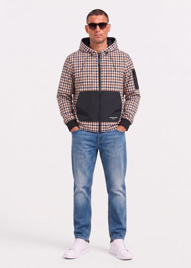 Aquascutum Vesten Check full zip stretch fleece - black