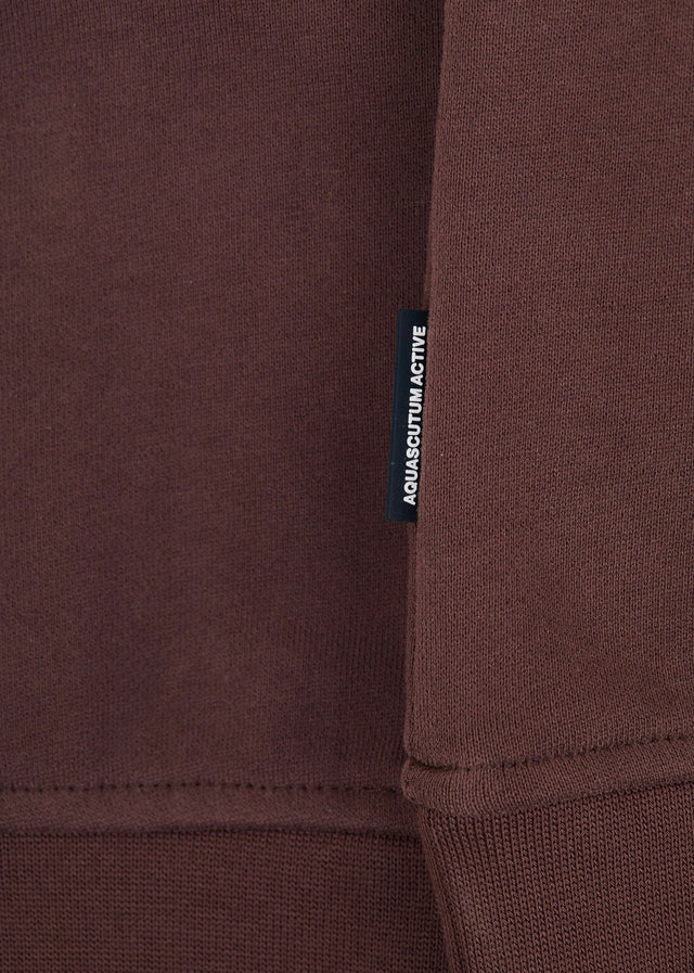 Aquascutum Truien Check shoulder quarter zip fleece - chocolate