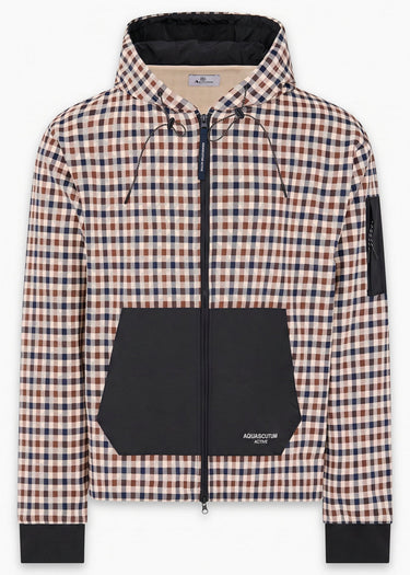 Aquascutum Vesten Check full zip stretch fleece - black