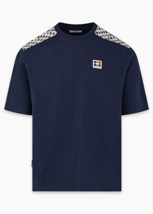 Aquascutum T-shirts Check shoulder t-shirt - navy