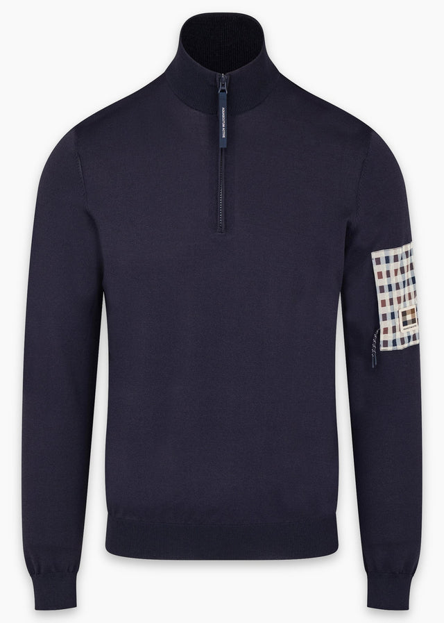 Aquascutum Truien Quarter zip tech sweater - navy