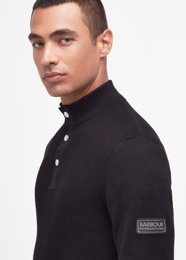 Barbour International Truien Murrey quarter placket knit - black