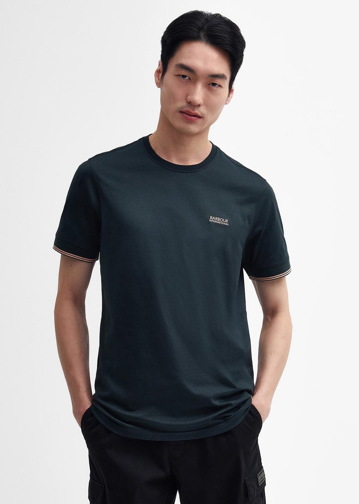Barbour International T-shirts Philip tipped cuff tee - forest river