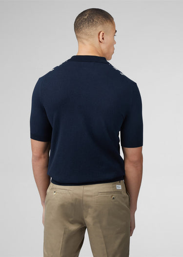 Ben Sherman Polo's  Crickle cotton stripe polo - dark navy