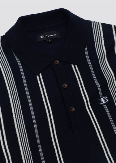 Ben Sherman Polo's  Crickle cotton stripe polo - dark navy