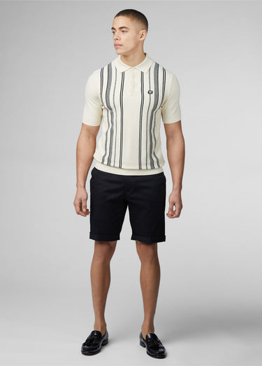 Ben Sherman Polo's  Crickle cotton stripe polo - ivory