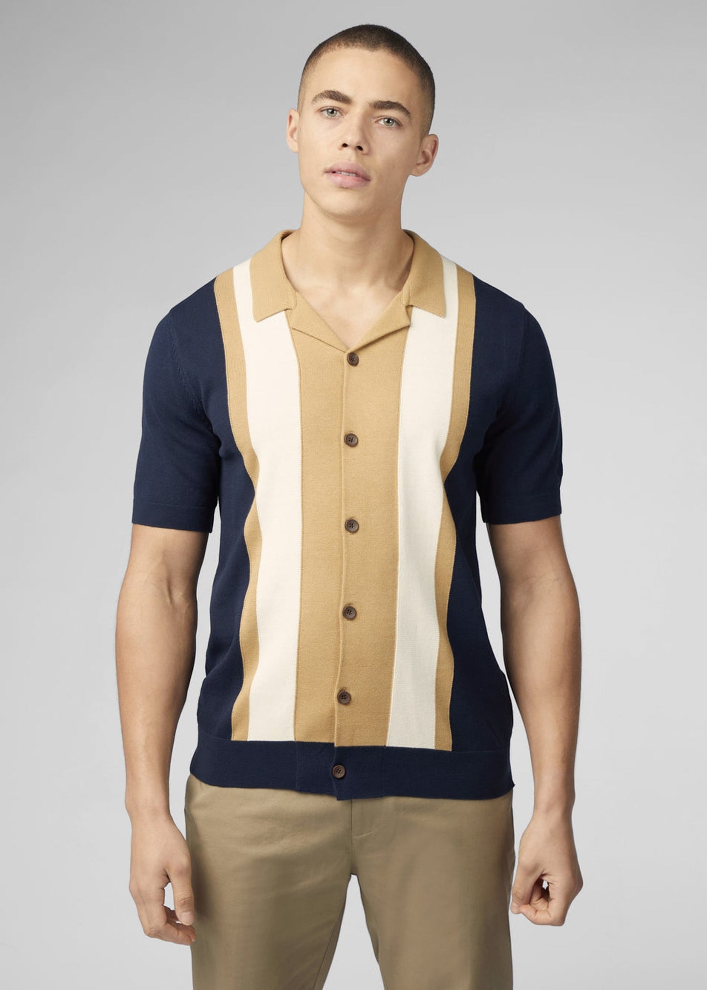 Ben Sherman Polo's Resort button through polo - dark navy