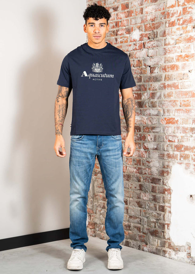 Aquascutum T-shirts Big logo t-shirt - navy