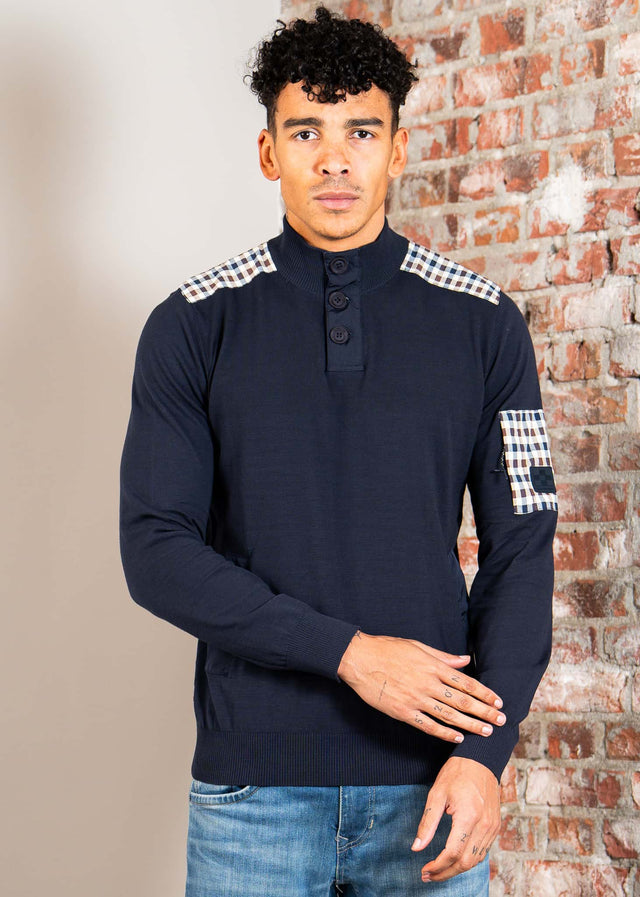 Aquascutum Truien Lamina pocket mockneck - navy