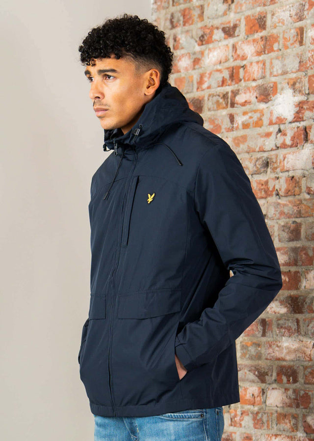 Lyle & Scott Jassen Lightweight hooded zip through jacket - dark navy