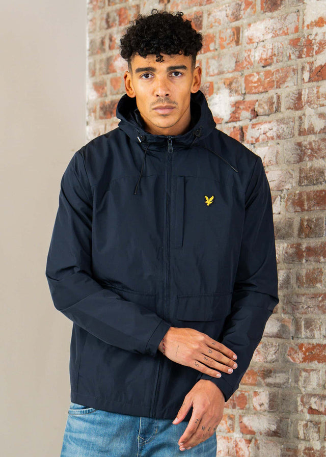 Lyle & Scott Jassen Lightweight hooded zip through jacket - dark navy