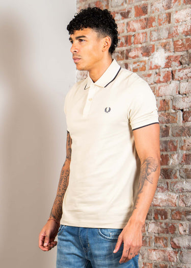 Fred Perry Polo's Twin tipped fred perry shirt - oatmeal snow white anchor grey