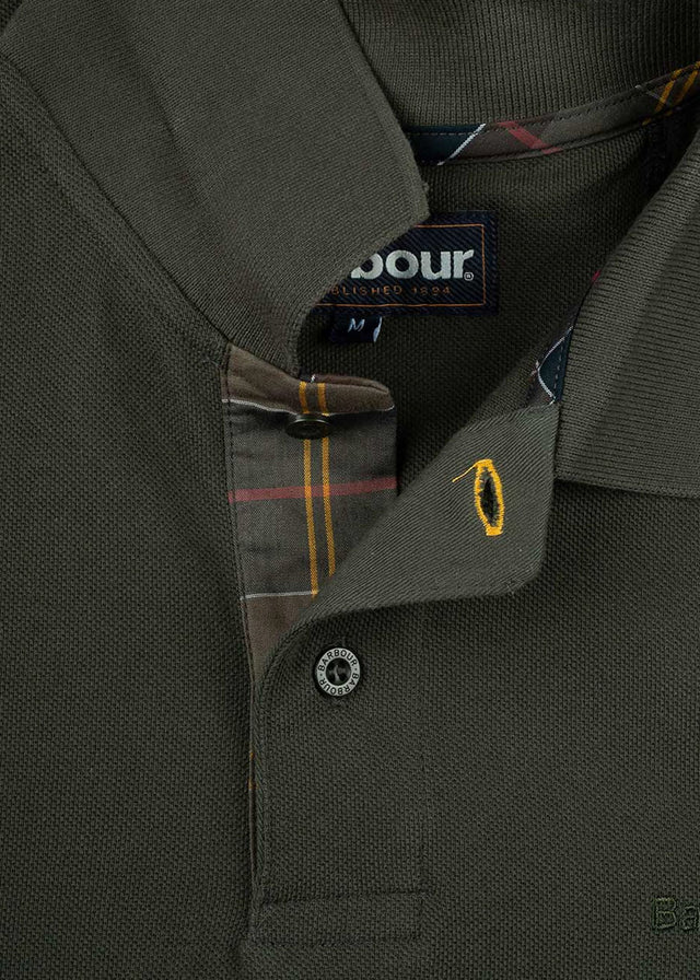 Barbour Polo's Barbour essential ls tartan pique polo shirt - forest