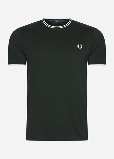 Fred Perry T-shirts Twin tipped t-shirt - night green snow white
