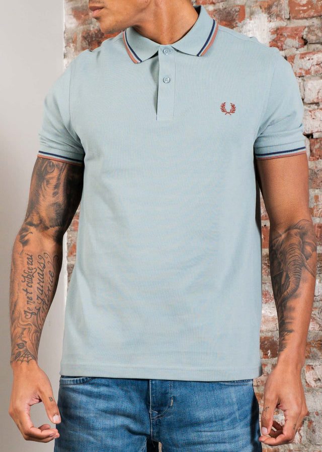 Fred Perry Polo's Twin tipped fred perry polo shirt- Silver Blue Tennis Blue Cinnamon