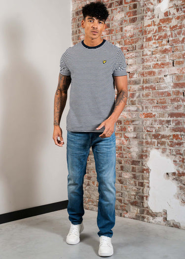 Lyle & Scott T-shirts Linen blend breton stripe t-shirt - dark navy white