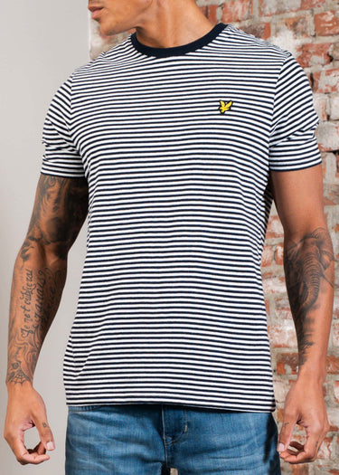 Lyle & Scott T-shirts Linen blend breton stripe t-shirt - dark navy white