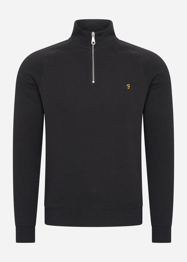 Farah Truien  Sweatshirt jim 1/4 zip - black
