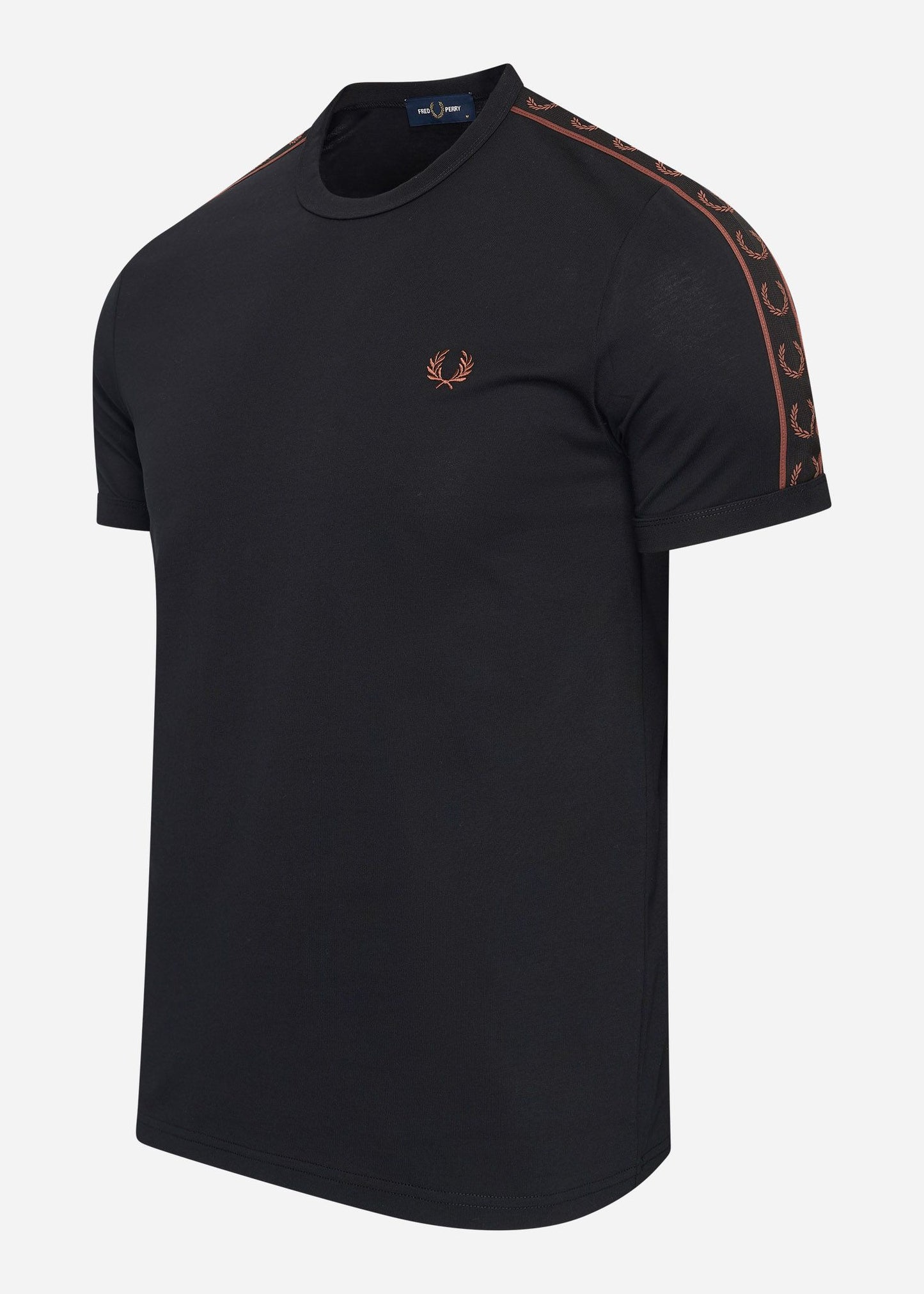 Fred Perry T-shirts Contrast tape ringer t-shirt - black whisky brown