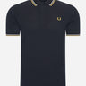 Fred Perry Polo's Twin tipped fred perry shirt - navy ecru honeycomb
