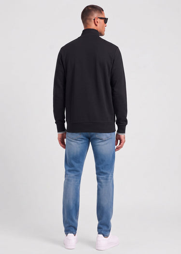 Fred Perry Truien Half zip sweatshirt - black ecru laurel wreath green