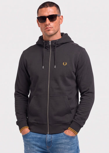 Fred Perry Vesten Hooded zip through sweatshirt - anchor grey golden