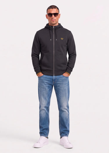 Fred Perry Vesten Hooded zip through sweatshirt - anchor grey golden