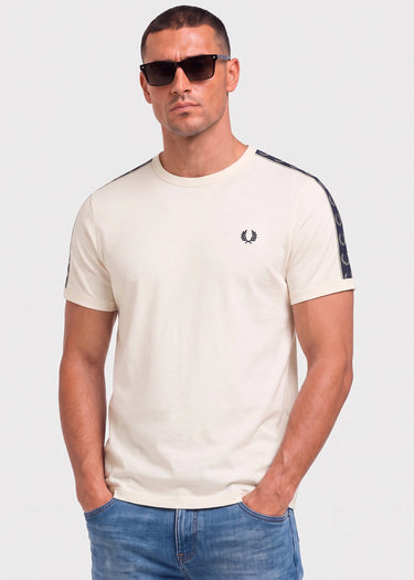 Contrast tape ringer t-shirt - ecru - 1
