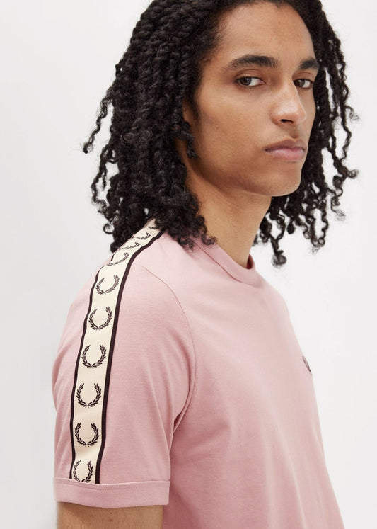 Contrast tape ringer t-shirt - dusty rs pink black