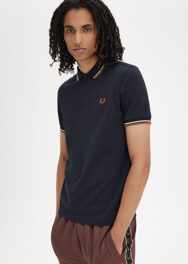 Fred Perry Polo's Twin tipped fred perry shirt - navy ecru ntflak