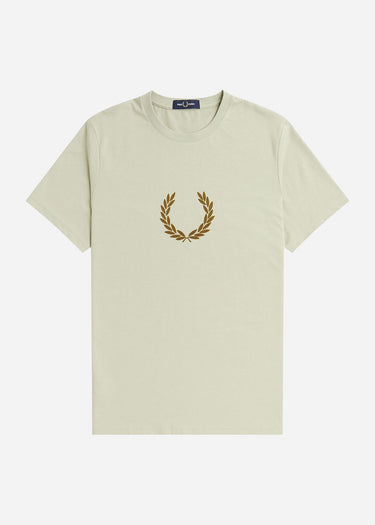 Fred Perry T-shirts Flocked laurel wreath gra tee - light oyster