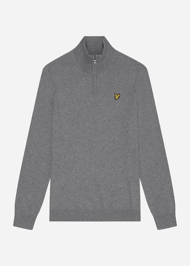 Lyle & Scott Truien Cotton merino quarter zip jumper - mid grey marl