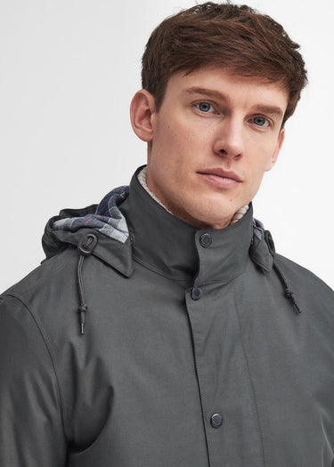 Barbour Jassen Chelsea waterproof mac - charcoal blue granite tartan