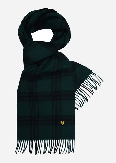 Lyle & Scott Sjaals Check lambswool scarf - argyle teal jet black