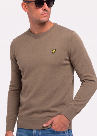 Lyle & Scott Truien Cotton merino crew neck jumper - khaki ash