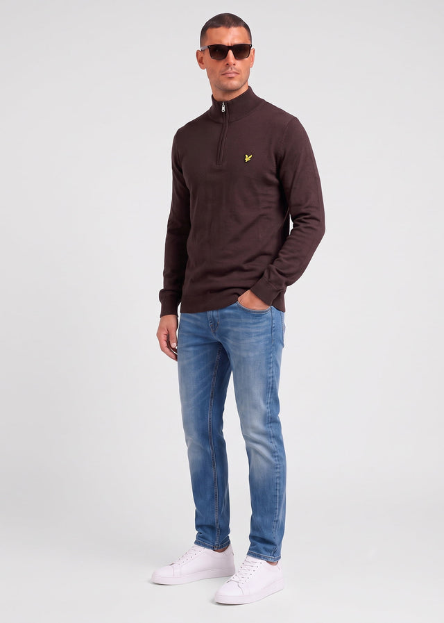 Lyle & Scott Truien Polyblend quarter zip jumper - shelter brown