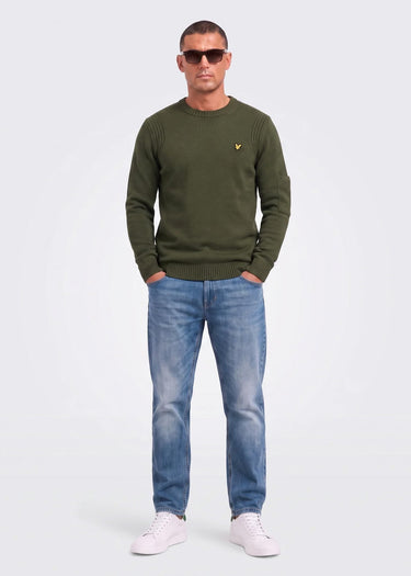 Lyle & Scott Truien Rib insert crew neck jumper - true olive