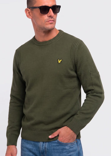Lyle & Scott Truien Rib insert crew neck jumper - true olive
