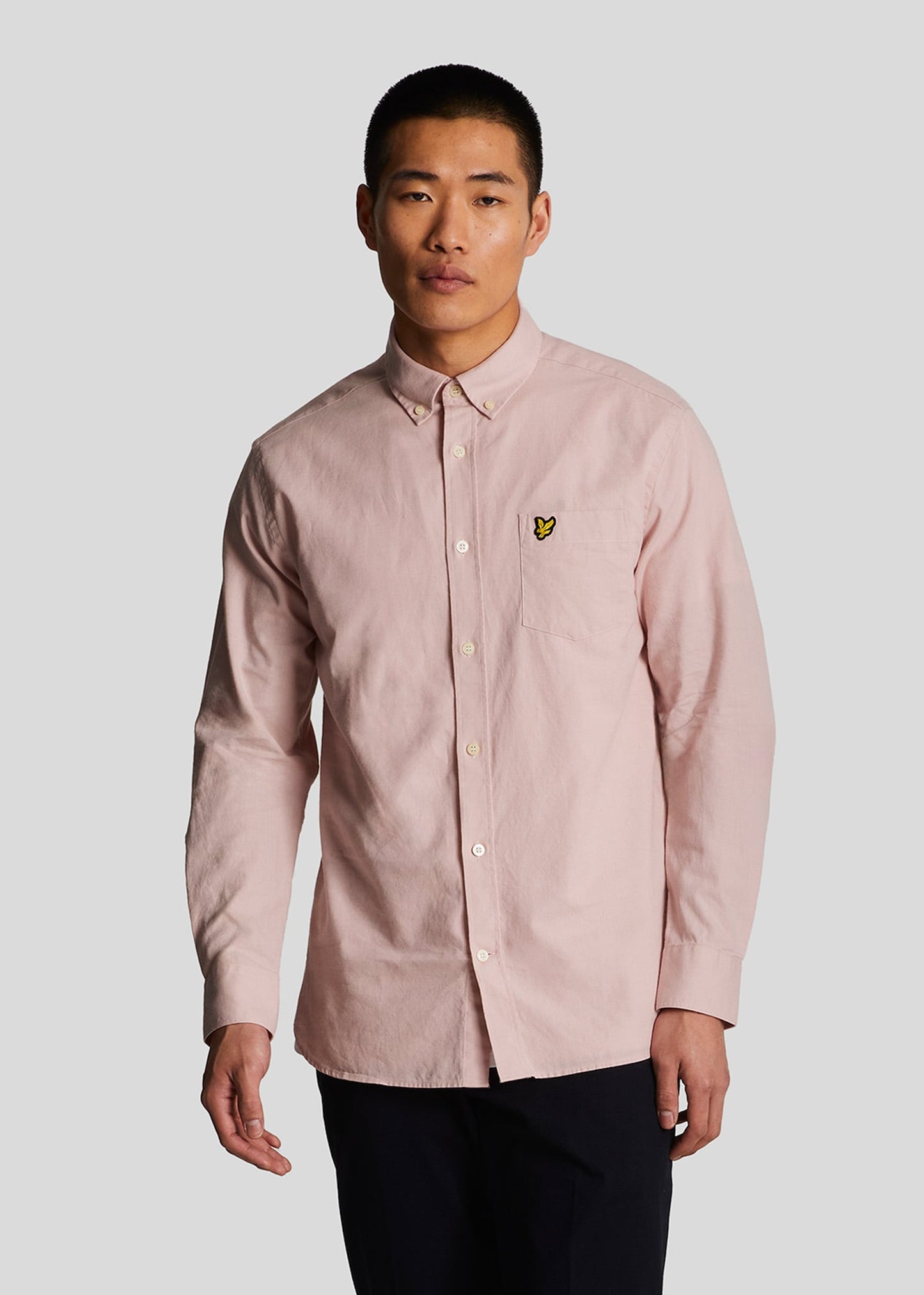 Lyle & Scott Overhemden Cotton linen button down shirt - light pink