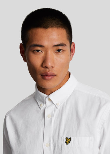 Lyle & Scott Overhemden Cotton linen button down shirt - white