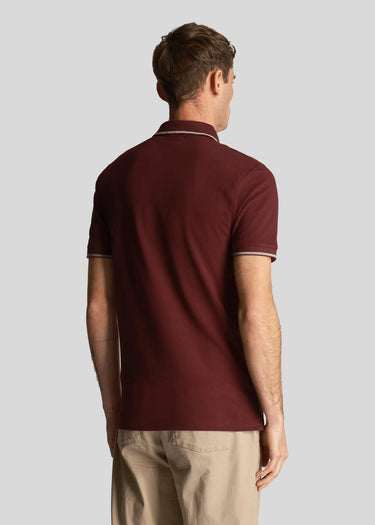 Lyle & Scott Polo's Tipped polo shirt - burgundy mid grey marl