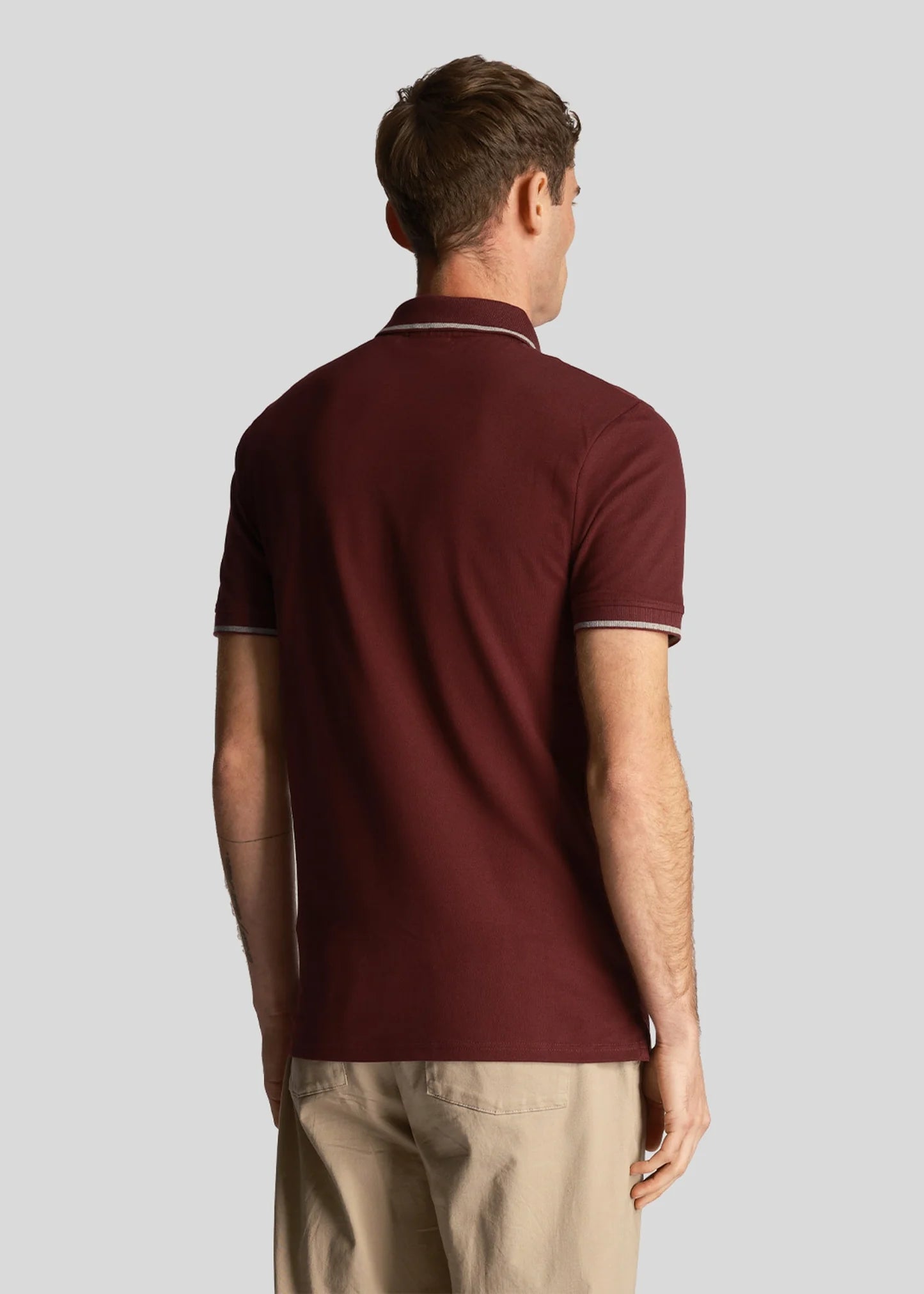 Lyle & Scott Polo's Tipped polo shirt - burgundy mid grey marl