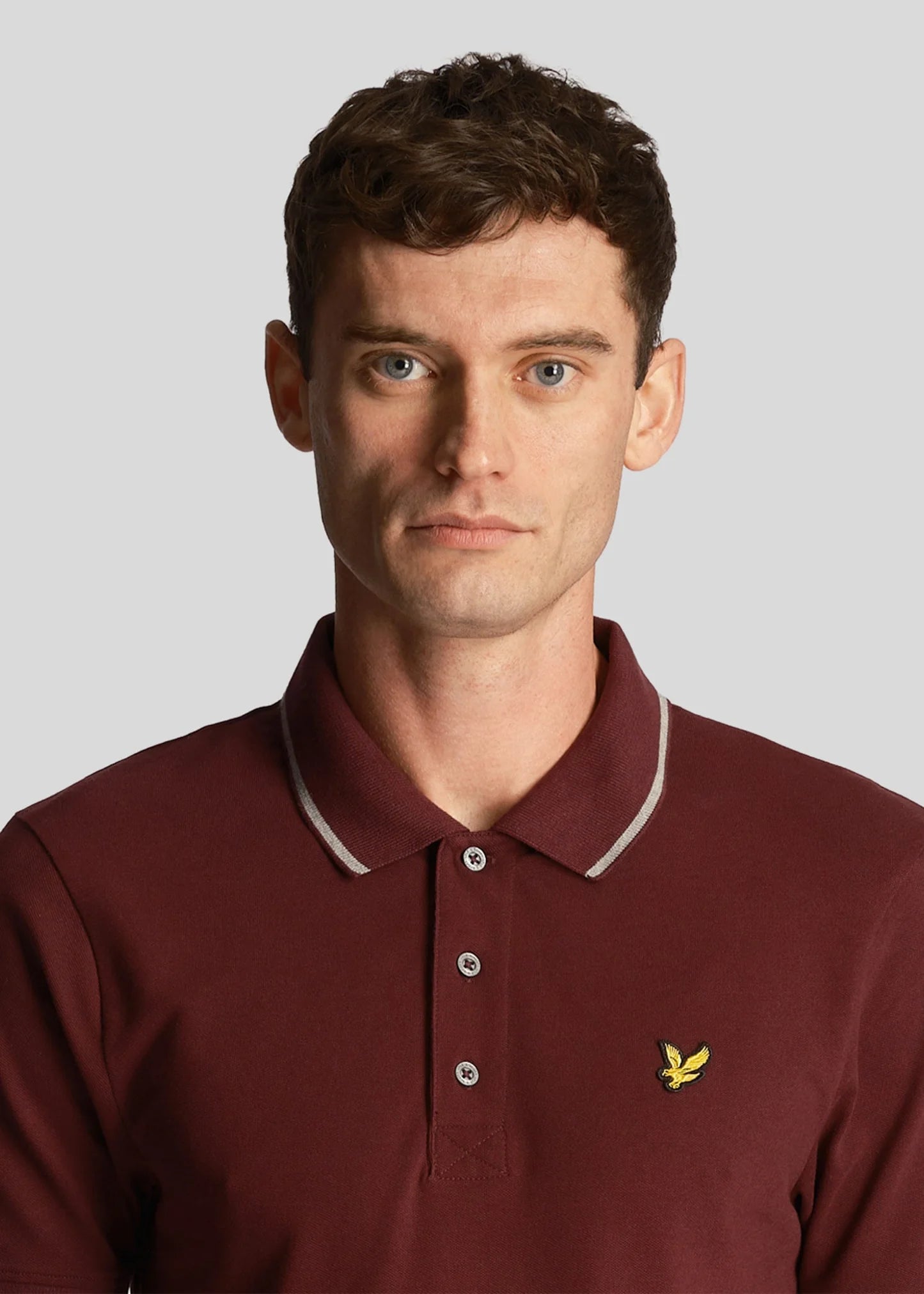 Lyle & Scott Polo's Tipped polo shirt - burgundy mid grey marl