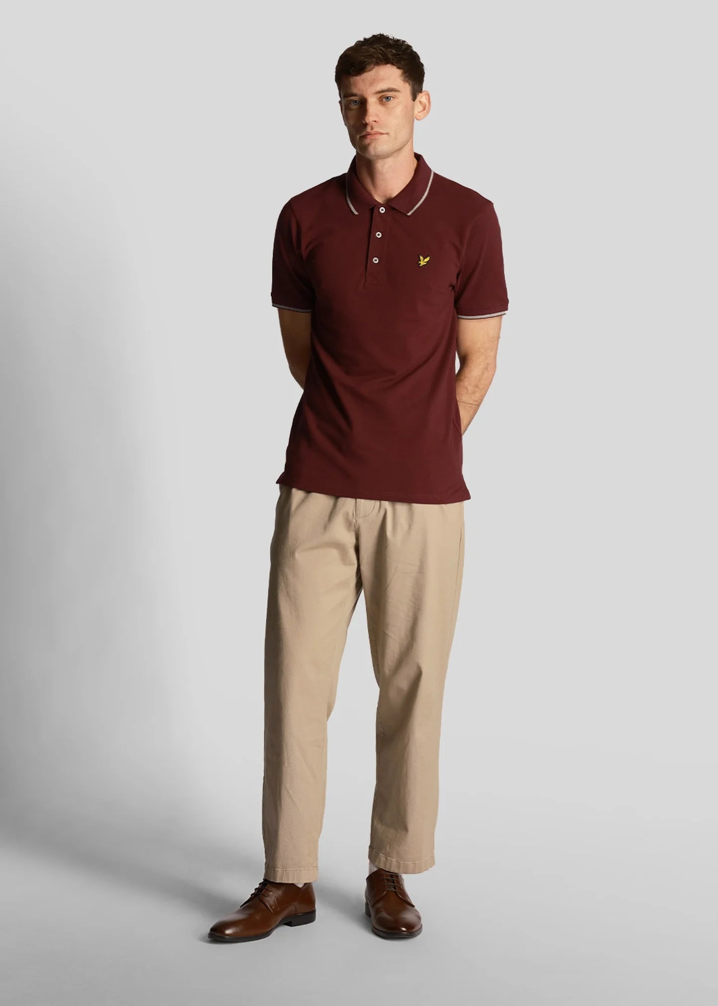 Lyle & Scott Polo's Tipped polo shirt - burgundy mid grey marl