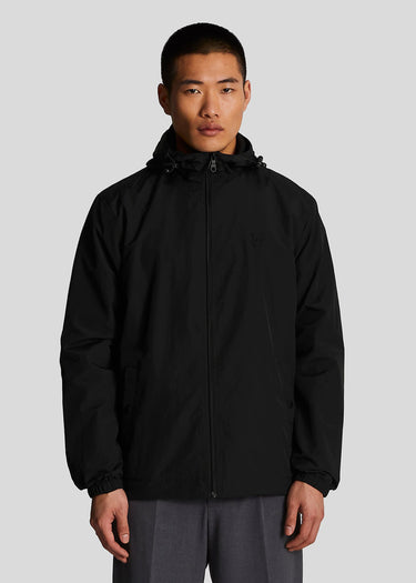Lyle & Scott Jassen Tonal eagle zip through hooded jacket - jet black