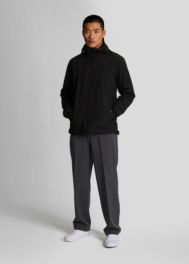 Lyle & Scott Jassen Tonal eagle zip through hooded jacket - jet black