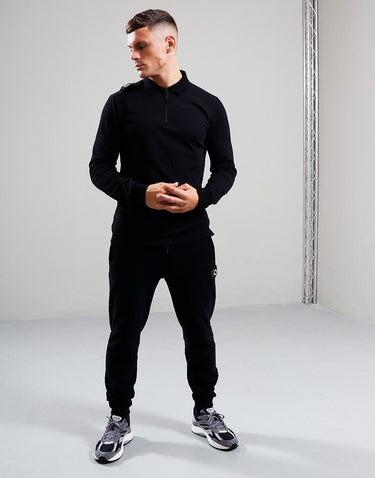 MA.Strum Polo's Ls jersey zip polo - black