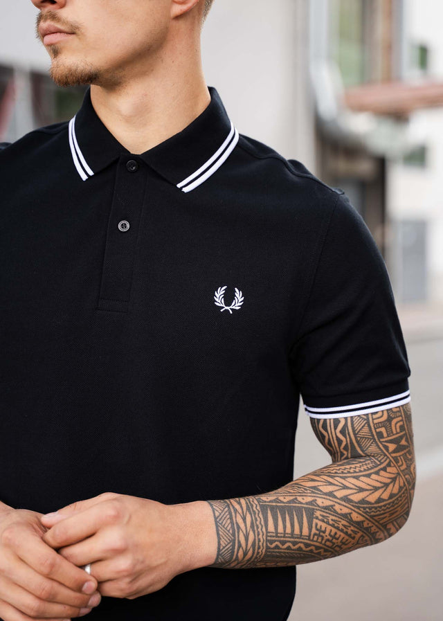 Fred Perry Polo's Twin tipped fred perry shirt - black white white