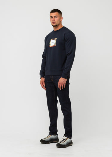 Marshall Artist Truien UK ism box logo crewneck - navy