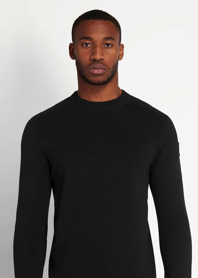 Lyle & Scott Truien Shoulder detail crew neck knit jumper - jet black